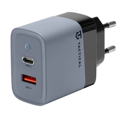 Tactical Microgrid töltő adapter USB + Type-C, GaN, 45W, szürke