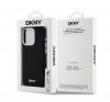 DKNY Liquid Silicone Silver Metal Logo Magsafe iPhone 15 Pro hátlap tok, fekete