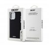 DKNY Liquid Silicone Silver Metal Logo Magsafe iPhone 15 Pro Max hátlap tok, fekete