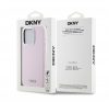 DKNY Liquid Silicone Silver Metal Logo Magsafe iPhone 15 Pro hátlap tok, rózsaszín