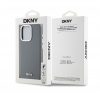 DKNY Liquid Silicone Silver Metal Logo Magsafe iPhone 15 Pro hátlap tok, szürke