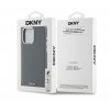 DKNY Liquid Silicone Silver Metal Logo Magsafe iPhone 15 Pro Max hátlap tok, szürke