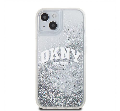 DKNY Liquid Glitter Arch Logo iPhone 15 hátlap tok, átlátszó