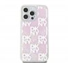 DKNY Liquid Glitter Checkered Pattern iPhone 15 Pro Max hátlap tok, rózsaszín