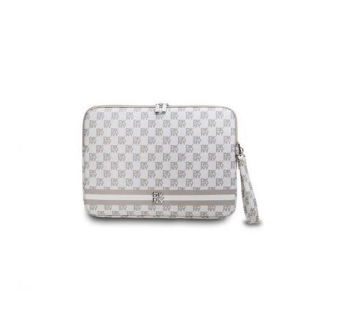 DKNY PU Leather Checkered Pattern and Stripe Laptop táska, 13-14", bézs