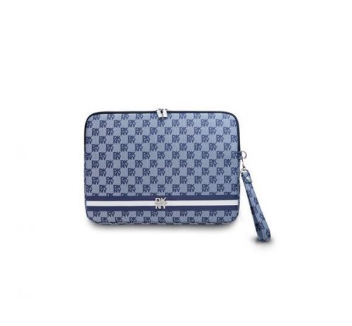 DKNY PU Leather Checkered Pattern and Stripe Laptop táska, 13-14", kék