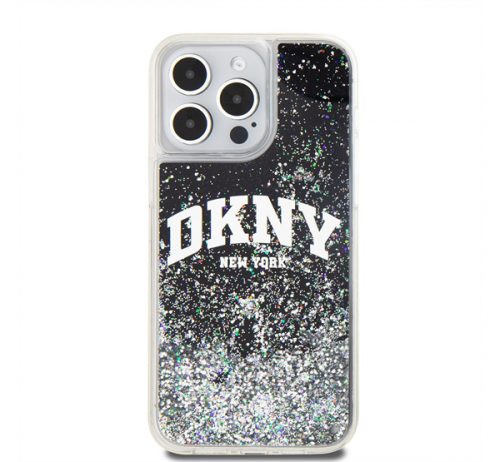 DKNY Liquid Glitter Arch Logo iPhone 12/12 Pro hátlap tok, fekete