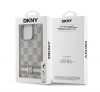 DKNY PU Leather Checkered Pattern and Stripe iPhone 12/12 Pro hátlap tok, bézs