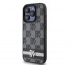 DKNY PU Leather Checkered Pattern and Stripe iPhone 12/12 Pro hátlap tok, fekete