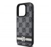 DKNY PU Leather Checkered Pattern and Stripe iPhone 12/12 Pro hátlap tok, fekete