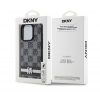 DKNY PU Leather Checkered Pattern and Stripe iPhone 13 Pro Max hátlap tok, fekete