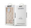 DKNY PU Leather Checkered Pattern and Stripe iPhone 13 Pro hátlap tok, rózsaszín