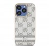 DKNY PU Leather Checkered Pattern and Stripe iPhone 15 Pro Max hátlap tok, bézs