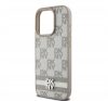 DKNY PU Leather Checkered Pattern and Stripe iPhone 15 Pro Max hátlap tok, bézs