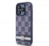 DKNY PU Leather Checkered Pattern and Stripe iPhone 15 Pro Max hátlap tok, kék