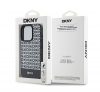 DKNY PU Leather Repeat Pattern Bottom Stripe iPhone 12/12 Pro hátlap tok, fekete