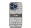 DKNY PU Leather Repeat Pattern Tonal Stripe iPhone 14 Pro hátlap tok, bézs