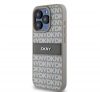 DKNY PU Leather Repeat Pattern Tonal Stripe iPhone 14 Pro hátlap tok, bézs