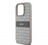 DKNY PU Leather Repeat Pattern Tonal Stripe iPhone 14 Pro Max hátlap tok, bézs