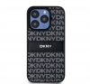 DKNY PU Leather Repeat Pattern Tonal Stripe iPhone 14 Pro Max hátlap tok, fekete