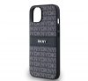 DKNY PU Leather Repeat Pattern Tonal Stripe Apple iPhone 14 hátlap tok, fekete