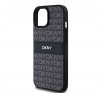 DKNY PU Leather Repeat Pattern Tonal Stripe Apple iPhone 15 hátlap tok, fekete