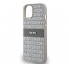 DKNY PU Leather Repeat Pattern Tonal Stripe Apple iPhone 14 hátlap tok, bézs