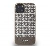 DKNY PU Leather Repeat Pattern Bottom Stripe Apple iPhone 15 Magsafe kompatibilis hátlap tok, barna