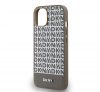 DKNY PU Leather Repeat Pattern Bottom Stripe Apple iPhone 15 Magsafe kompatibilis hátlap tok, barna