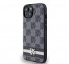 DKNY PU Leather Checkered Pattern and Stripe Apple iPhone 13 hátlap tok, fekete