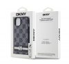 DKNY PU Leather Checkered Pattern and Stripe Apple iPhone 14 hátlap tok, fekete