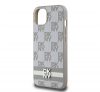 DKNY PU Leather Checkered Pattern and Stripe Apple iPhone 13 hátlap tok, bézs