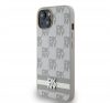 DKNY PU Leather Checkered Pattern and Stripe Apple iPhone 14 hátlap tok, bézs