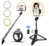 Selfie bot, 19 - 90 cm, 360°-ban forgatható, exponáló gombbal, bluetooth-os, tripod funkció, világítással, fekete