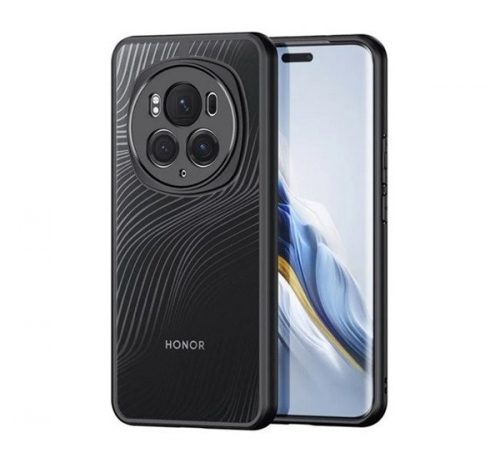 Dux Ducis Huawei Honor Magic 6 Pro, Műanyag hátlap védőtok + szilikon keret, hullám minta, áttetsző/fekete