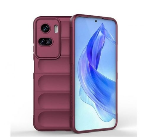 Huawei Honor 90 Lite, Szilikon tok, közepesen ütésálló, 3D minta, bordó