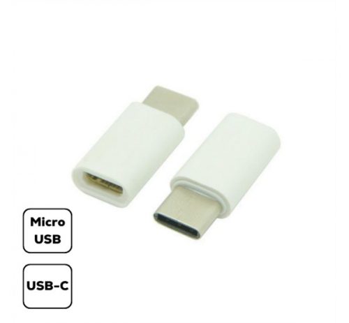 Átalakító adapter MICRO USB-ről USB Type-C-re, fehér