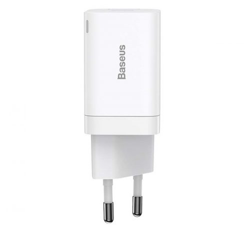 Baseus Super Si Pro gyorstöltő USB + USB Type-C, 30W, fehér