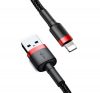 Baseus Cafule USB / Lightning töltő- és adatkábel, 1,5A, 2m, fekete-piros