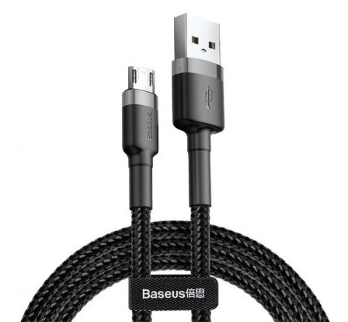 Baseus Cafule USB / Micro-USB töltő- és adatkábel, 2,4A, 1m, szürke-fekete