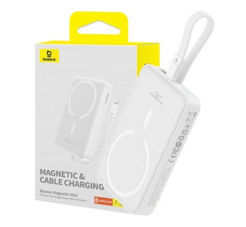 Baseus Magnetic Mini Powerbank, 10000mAh, Lightning, 20W, MagSafe, fehér