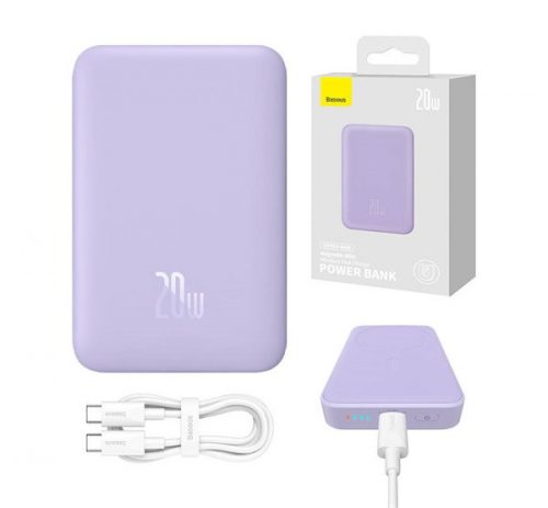 Baseus Magnetic Mini powerbank 10000mAh, USB Type-C  20W MagSafe, lila