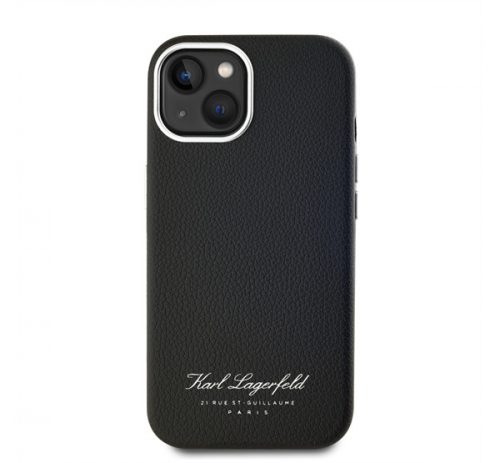 Karl Lagerfeld Grained PU Hotel RSG iPhone 14 hátlap tok, fekete