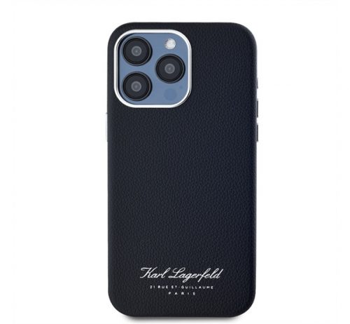 Karl Lagerfeld Grained PU Hotel RSG iPhone 15 Pro Max hátlap tok, fekete