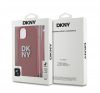 DKNY PU Leather Stack Logo Apple iPhone 13 hátlap tok csuklópánttal, piros