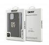 DKNY PU Leather Stack Logo Apple iPhone 14 Pro hátlap tok csuklópánttal, barna