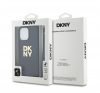 DKNY PU Leather Stack Logo Apple iPhone 14 Pro Max hátlap tok csuklópánttal, fekete