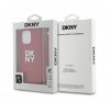 DKNY PU Leather Stack Logo Apple iPhone 14 Pro Max hátlap tok csuklópánttal, piros