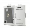 DKNY PU Leather Stack Logo Apple iPhone 15 hátlap tok csuklópánttal, barna