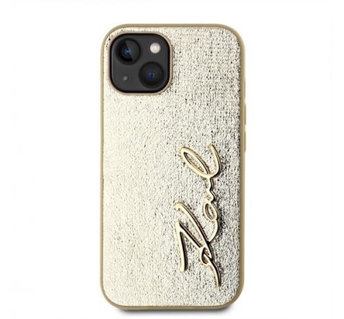 Karl Lagerfeld Wrinkled PU Signature Logo Apple iPhone 15 hátlap tok, arany